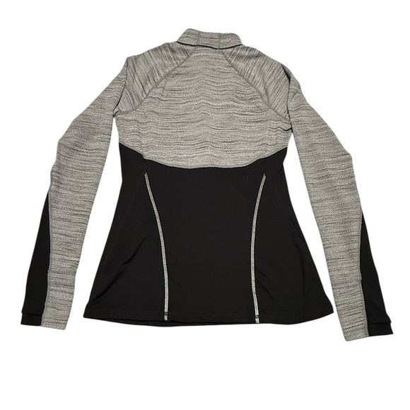 Athleta Black Gray Fitted Zippered Top Sz Small - Picture 2 of 9